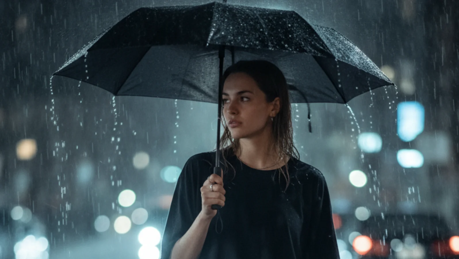 A thoughtful photo in the rain
